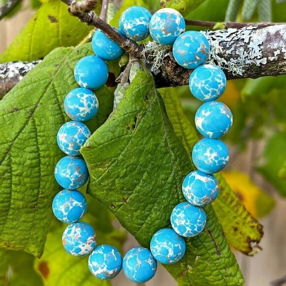 Boutique Jewelry - Turquoise Blue Beaded Stretch Bracelet